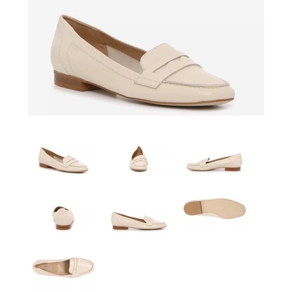 Coach And Four Dana Loafers Cream Leather‎ Upper Slip-On Style Size 8 Italian